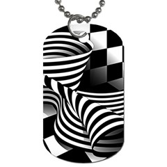 Op Art Black White Drawing Dog Tag (two Sides) by Pakrebo