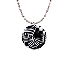 Op Art Black White Drawing 1  Button Necklace by Pakrebo