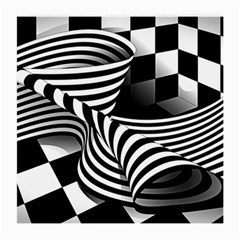 Op Art Black White Drawing Medium Glasses Cloth (2-side) by Pakrebo