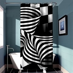 Op Art Black White Drawing Shower Curtain 36  X 72  (stall)  by Pakrebo