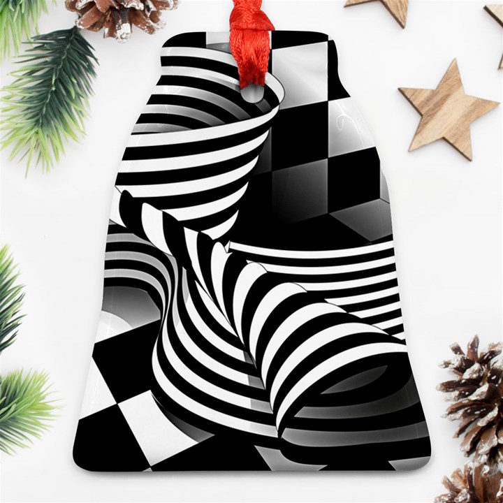 Op Art Black White Drawing Bell Ornament (Two Sides)