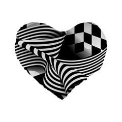 Op Art Black White Drawing Standard 16  Premium Heart Shape Cushions by Pakrebo