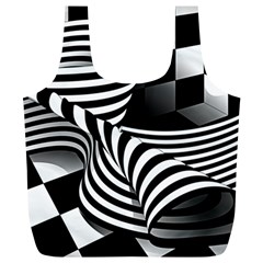 Op Art Black White Drawing Full Print Recycle Bag (xl) by Pakrebo