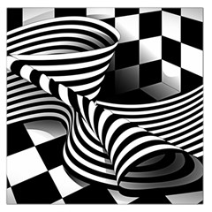 Op Art Black White Drawing Large Satin Scarf (square)