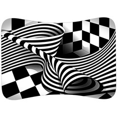 Op Art Black White Drawing Velour Seat Head Rest Cushion by Pakrebo