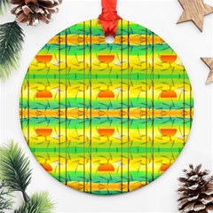 Birds Beach Sun Abstract Pattern Ornament (round) by Pakrebo