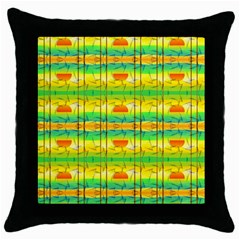 Birds Beach Sun Abstract Pattern Throw Pillow Case (black) by Pakrebo