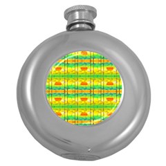 Birds Beach Sun Abstract Pattern Round Hip Flask (5 Oz) by Pakrebo