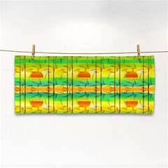 Birds Beach Sun Abstract Pattern Hand Towel by Pakrebo