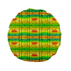 Birds Beach Sun Abstract Pattern Standard 15  Premium Round Cushions by Pakrebo