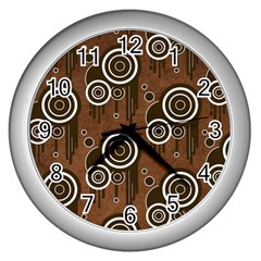 Abstract Background Brown Swirls Wall Clock (silver) by Pakrebo