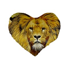 Lion Lioness Wildlife Hunter Standard 16  Premium Heart Shape Cushions by Pakrebo