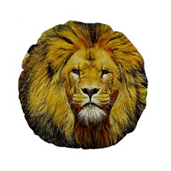 Lion Lioness Wildlife Hunter Standard 15  Premium Flano Round Cushions by Pakrebo