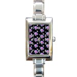 Flowers Pattern Background Lilac Rectangle Italian Charm Watch Front