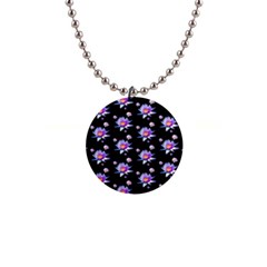 Flowers Pattern Background Lilac 1  Button Necklace by Pakrebo