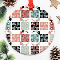 Mint Black Coral Heart Paisley Ornament (round) by Pakrebo