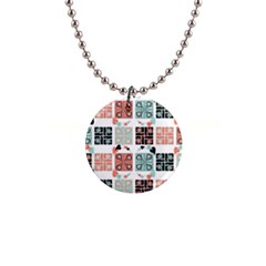 Mint Black Coral Heart Paisley 1  Button Necklace by Pakrebo