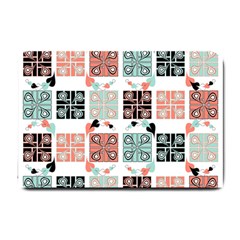 Mint Black Coral Heart Paisley Small Doormat  by Pakrebo