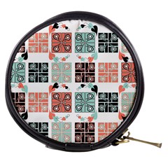 Mint Black Coral Heart Paisley Mini Makeup Bag by Pakrebo