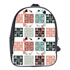 Mint Black Coral Heart Paisley School Bag (large) by Pakrebo