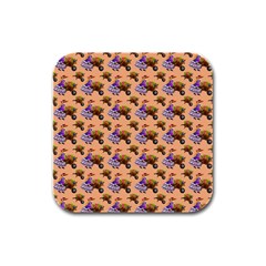 Flowers Girl Barrow Wheel Barrow Rubber Square Coaster (4 Pack)  by Pakrebo