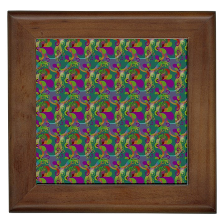 Pattern Abstract Paisley Swirls Framed Tiles