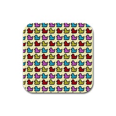 Ducklings Background Ducks Cute Rubber Square Coaster (4 Pack)  by Pakrebo