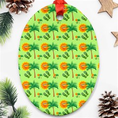 Holiday Tropical Smiley Face Palm Ornament (oval) by Pakrebo