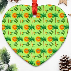 Holiday Tropical Smiley Face Palm Ornament (heart) by Pakrebo