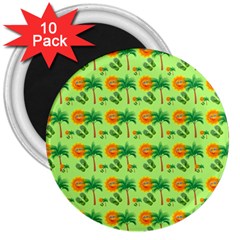 Holiday Tropical Smiley Face Palm 3  Magnets (10 Pack)  by Pakrebo