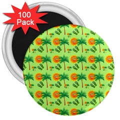 Holiday Tropical Smiley Face Palm 3  Magnets (100 Pack) by Pakrebo