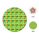 Holiday Tropical Smiley Face Palm Playing Cards (Round) Front