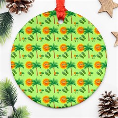 Holiday Tropical Smiley Face Palm Round Ornament (two Sides) by Pakrebo