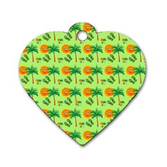 Holiday Tropical Smiley Face Palm Dog Tag Heart (two Sides) by Pakrebo