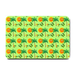 Holiday Tropical Smiley Face Palm Small Doormat  by Pakrebo