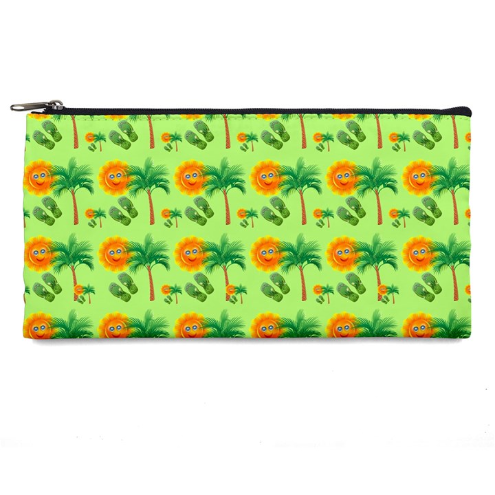 Holiday Tropical Smiley Face Palm Pencil Cases