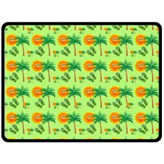 Holiday Tropical Smiley Face Palm Fleece Blanket (large)  by Pakrebo