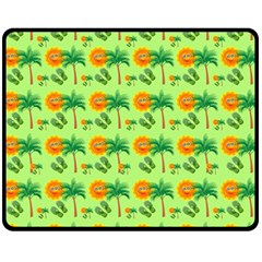 Holiday Tropical Smiley Face Palm Fleece Blanket (medium)  by Pakrebo