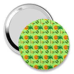 Holiday Tropical Smiley Face Palm 3  Handbag Mirrors by Pakrebo