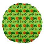 Holiday Tropical Smiley Face Palm Large 18  Premium Round Cushions Front