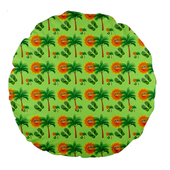 Holiday Tropical Smiley Face Palm Large 18  Premium Round Cushions