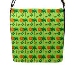 Holiday Tropical Smiley Face Palm Flap Closure Messenger Bag (l) by Pakrebo