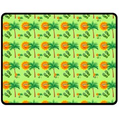 Holiday Tropical Smiley Face Palm Double Sided Fleece Blanket (medium)  by Pakrebo