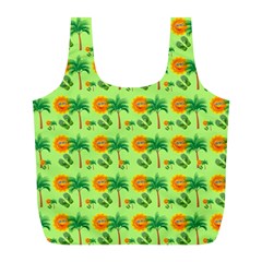 Holiday Tropical Smiley Face Palm Full Print Recycle Bag (l) by Pakrebo