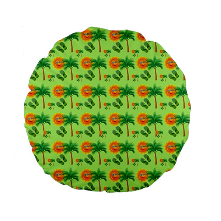 Holiday Tropical Smiley Face Palm Standard 15  Premium Flano Round Cushions