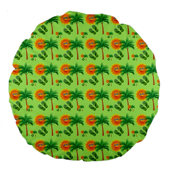 Holiday Tropical Smiley Face Palm Large 18  Premium Flano Round Cushions