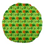 Holiday Tropical Smiley Face Palm Large 18  Premium Flano Round Cushions Back