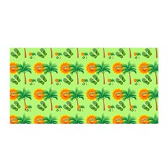 Holiday Tropical Smiley Face Palm Satin Wrap by Pakrebo