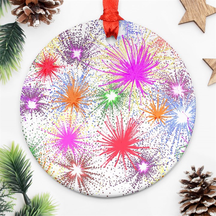 Star Dab Farbkleckse Leaf Flower Ornament (Round)