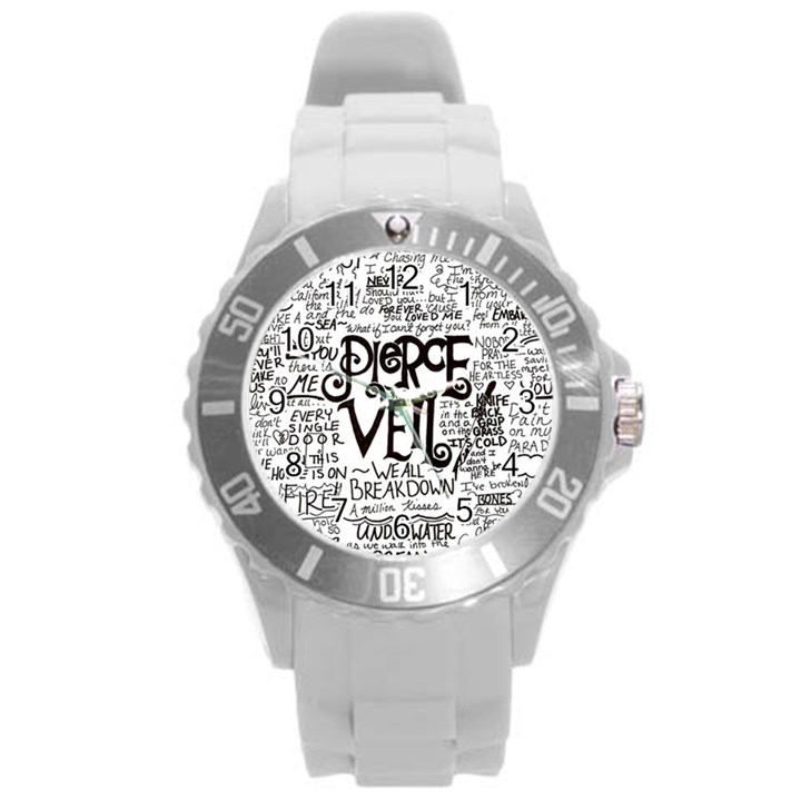 Pierce The Veil Music Band Group Fabric Art Cloth Poster Round Plastic Sport Watch (L)